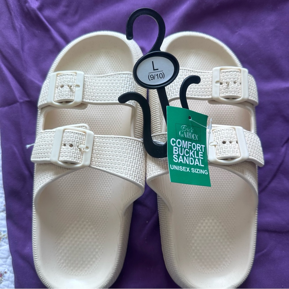 Women's Cream Buckle Sandals